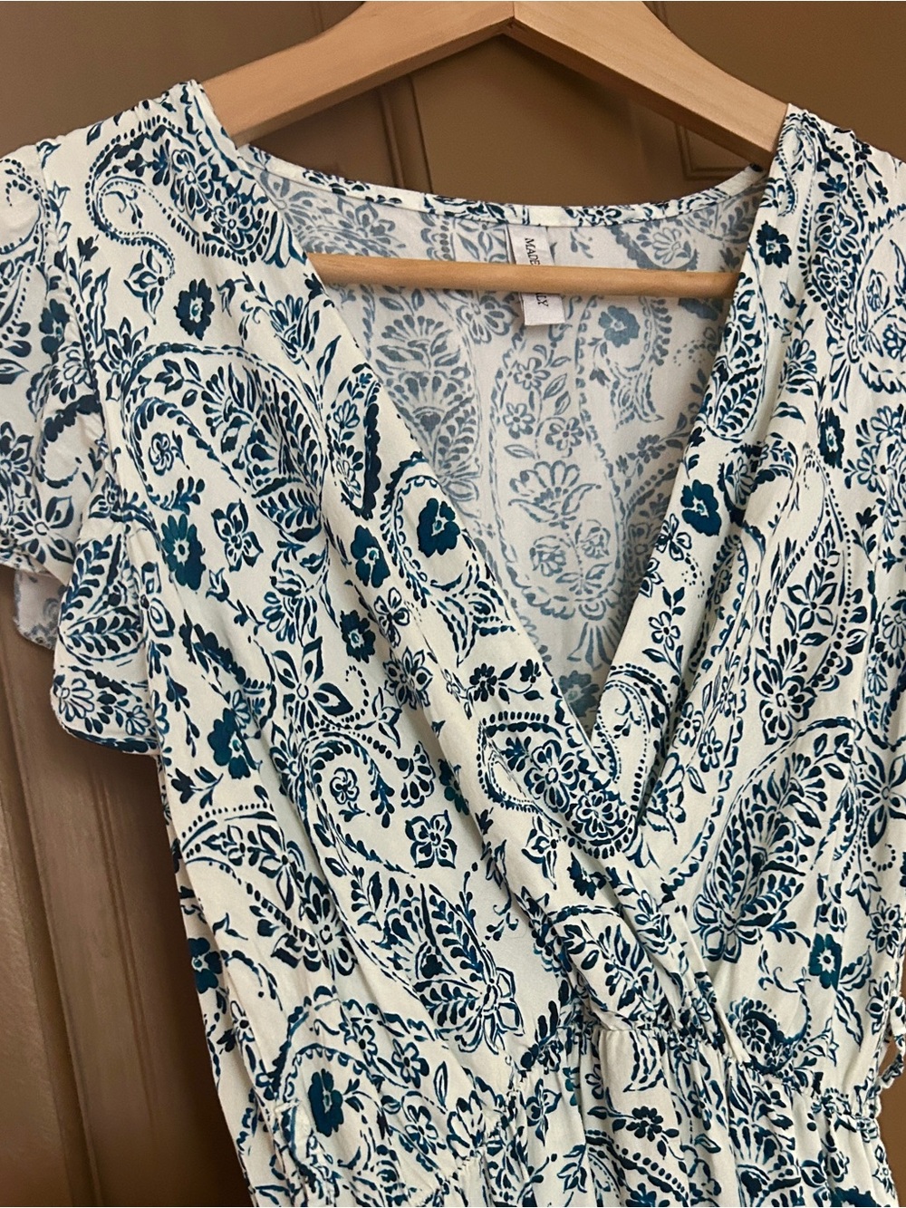 Made in Italy Blue Floral Wrap Dress (missing thin belt)